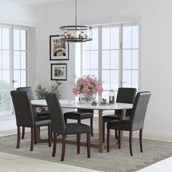 Flash Furniture 16 W, 19 L, 39 H - 6-BT-350-BK-LEA-023-GG