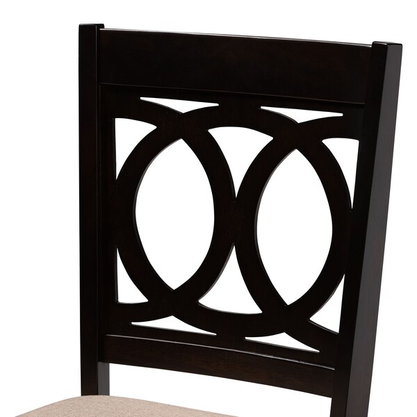 Baxton Studio Lenoir Sand Upholstered Espresso Brown Finished Wood Dining Chair, PK4 - 153-9399