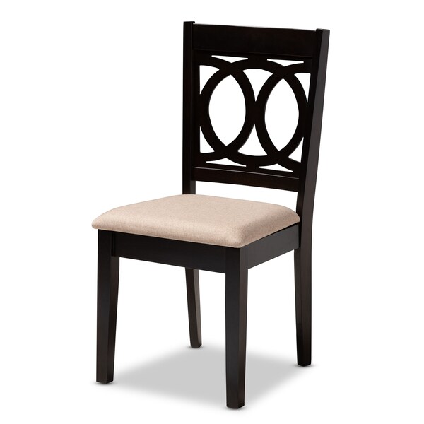 Baxton Studio Lenoir Sand Upholstered Espresso Brown Finished Wood Dining Chair, PK4 - 153-9399