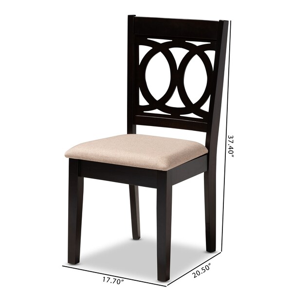 Baxton Studio Lenoir Sand Upholstered Espresso Brown Finished Wood Dining Chair, PK4 - 153-9399
