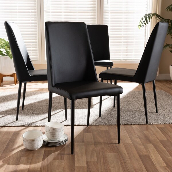 Baxton Studio Chandelle Modern Black Faux Leather Upholstered Dining Chair - 146-8792