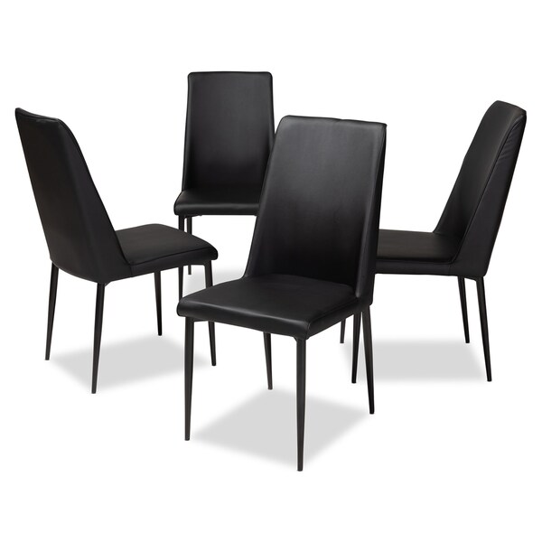 Baxton Studio Chandelle Modern Black Faux Leather Upholstered Dining Chair - 146-8792