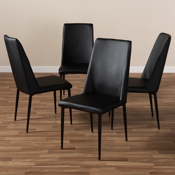 Baxton Studio Chandelle Modern Black Faux Leather Upholstered Dining Chair - 146-8792