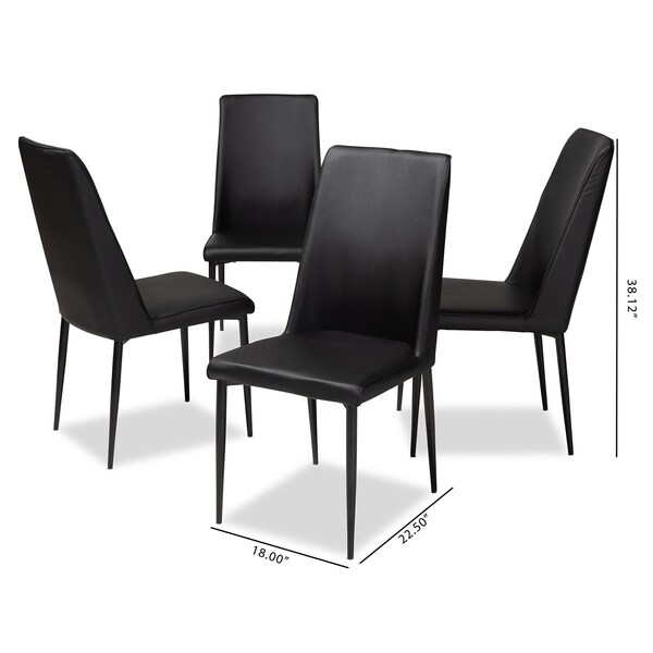 Baxton Studio Chandelle Modern Black Faux Leather Upholstered Dining Chair - 146-8792