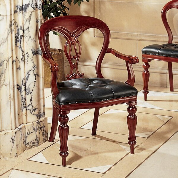 Design Toscano Simsbury Manor Leather Arm Chair - AF1061