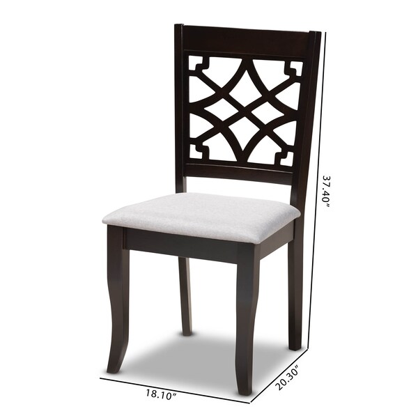 Baxton Studio Mael Grey Upholstered Espresso Finished Wood Dining Chair, PK4 - 157-9728