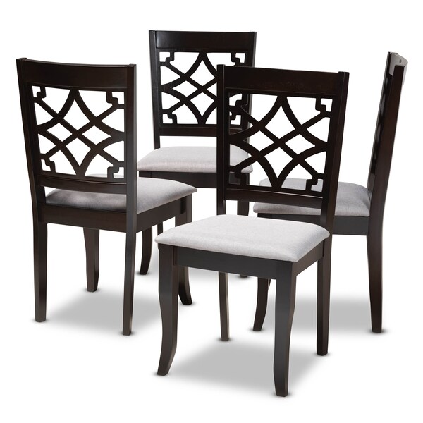 Baxton Studio Mael Grey Upholstered Espresso Finished Wood Dining Chair, PK4 - 157-9728