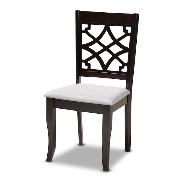 Baxton Studio Mael Grey Upholstered Espresso Finished Wood Dining Chair, PK4 - 157-9728