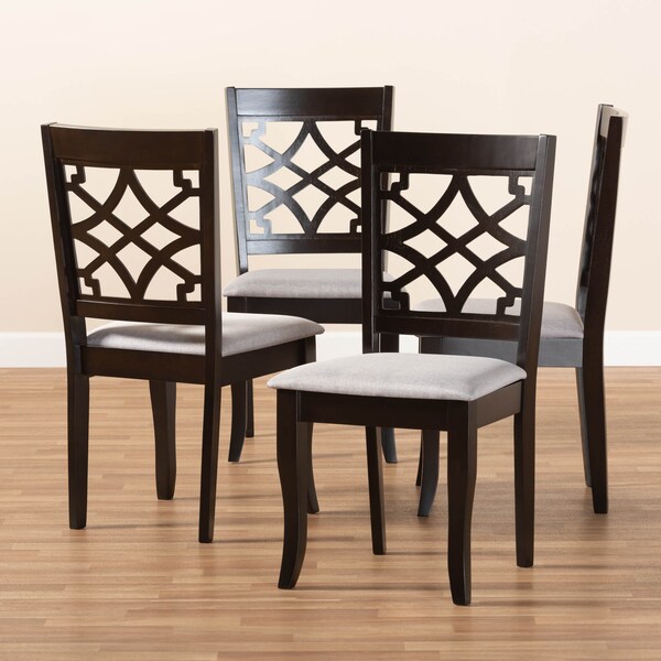 Baxton Studio Mael Grey Upholstered Espresso Finished Wood Dining Chair, PK4 - 157-9728