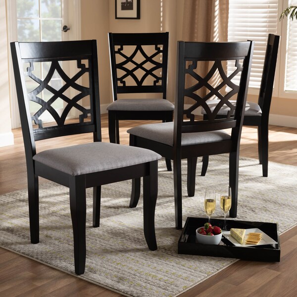 Baxton Studio Mael Grey Upholstered Espresso Finished Wood Dining Chair, PK4 - 157-9728