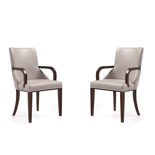 Manhattan Comfort Shubert Faux Leather and Velvet Dining Armchair in Light Grey - Set of 2 - 2-DC055AR-LG