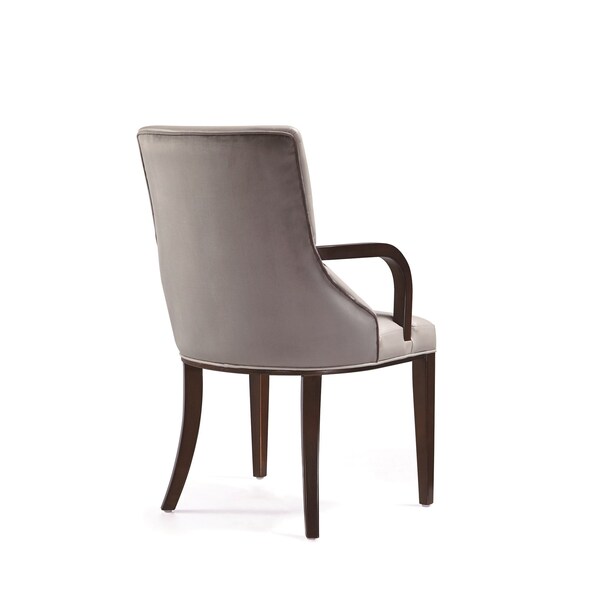 Manhattan Comfort Shubert Faux Leather and Velvet Dining Armchair in Light Grey - Set of 2 - 2-DC055AR-LG