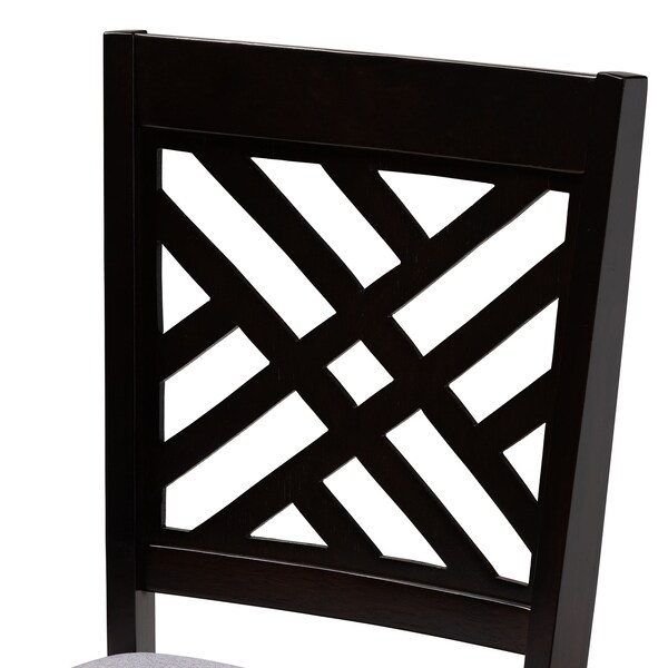 Baxton Studio Caron Gray Upholstered Espresso Brown Finished Wood Dining Chair, PK4 - 153-9402