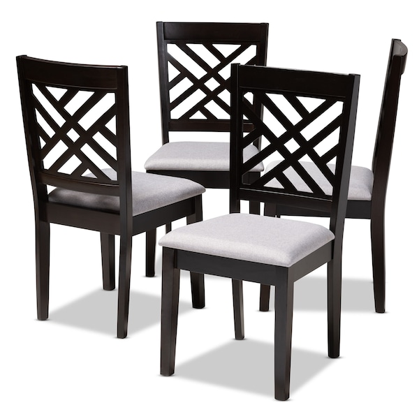 Baxton Studio Caron Gray Upholstered Espresso Brown Finished Wood Dining Chair, PK4 - 153-9402
