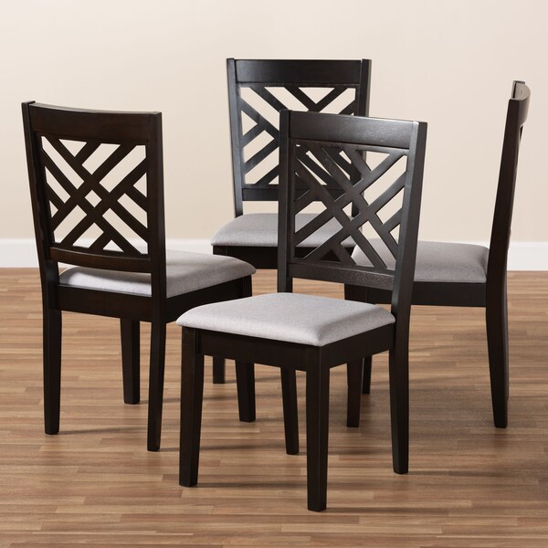 Baxton Studio Caron Gray Upholstered Espresso Brown Finished Wood Dining Chair, PK4 - 153-9402