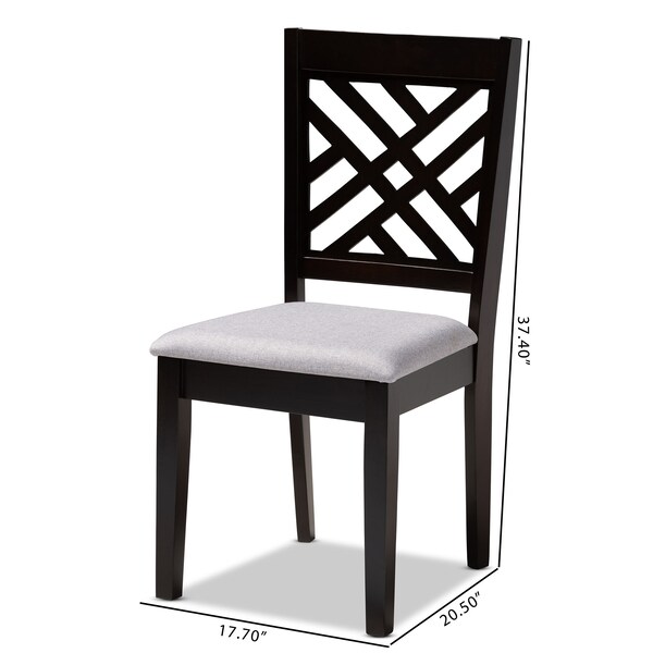 Baxton Studio Caron Gray Upholstered Espresso Brown Finished Wood Dining Chair, PK4 - 153-9402