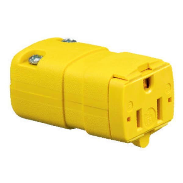Hubbell Wiring Device-Kellems Straight Blade Devices, Female Connector Body, Valise Series, Industrial/Commercial Grade, Straight, 2-Pole 3- Wire Grounding, 15A 125V, 5-15R - HBL5963VY