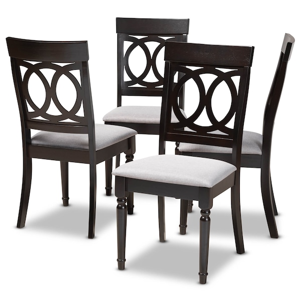Baxton Studio Lucie Grey Upholstered Espresso Finished Wood Dining Chair, PK4 - 157-9732