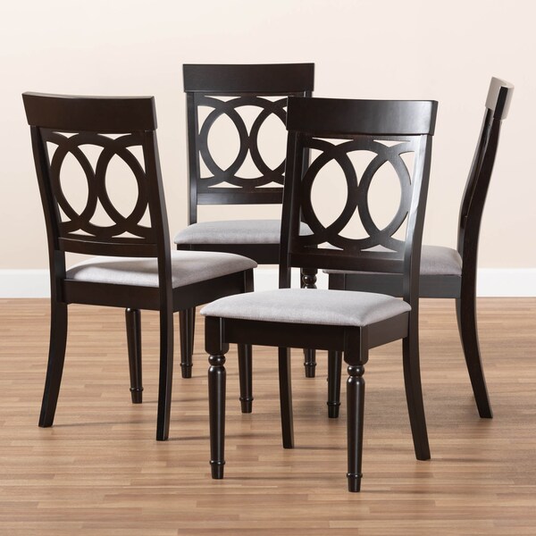 Baxton Studio Lucie Grey Upholstered Espresso Finished Wood Dining Chair, PK4 - 157-9732