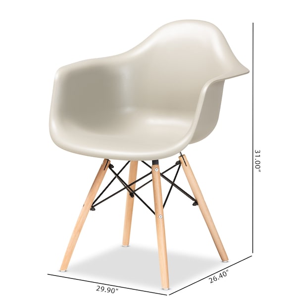 Baxton Studio Galen ModernBeige Finished Polypropylene Plastic and Oak Brown Finished Wood Dining Chair Set (4PC) - 192-4PC-12035-ZORO