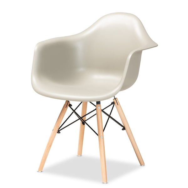 Baxton Studio Galen ModernBeige Finished Polypropylene Plastic and Oak Brown Finished Wood Dining Chair Set (4PC) - 192-4PC-12035-ZORO