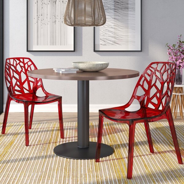 Kd Americana 32 x 17.25 x 21.50 in. Modern Cornelia Dining Chair, Transparent Red, 2PK - KD2609666