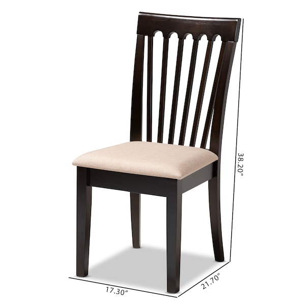 Baxton Studio Minette Sand Upholstered Espresso Brown Finished Wood Dining Chair, PK4 - 153-9397
