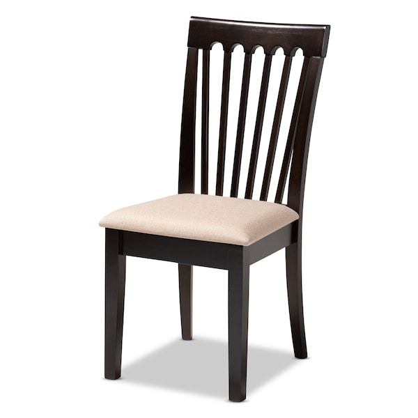 Baxton Studio Minette Sand Upholstered Espresso Brown Finished Wood Dining Chair, PK4 - 153-9397