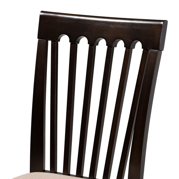 Baxton Studio Minette Sand Upholstered Espresso Brown Finished Wood Dining Chair, PK4 - 153-9397