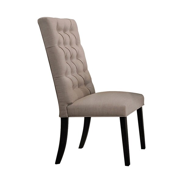 Acme Linen Fabric Tufted Parson Dining Side Chair in Tan and Black - ER-029TAN