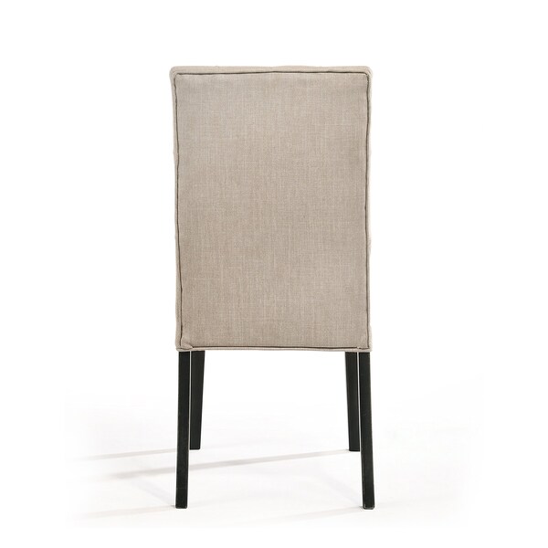 Acme Linen Fabric Tufted Parson Dining Side Chair in Tan and Black - ER-029TAN