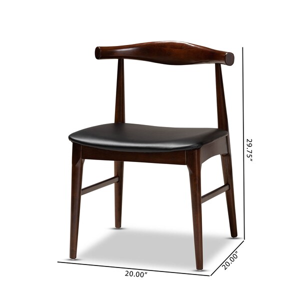 Baxton Studio Black Faux Leather Upholstered Walnut Finished Wood Dining Chair, PK2 - 155-9546