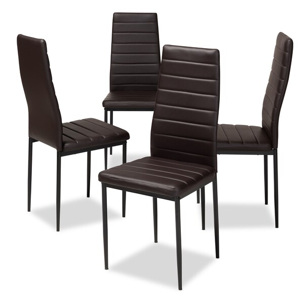 Baxton Studio Armand Modern Brown Faux Leather Upholstered Dining Chair, PK4 - 146-8779