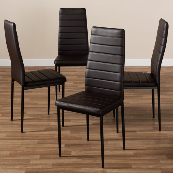 Baxton Studio Armand Modern Brown Faux Leather Upholstered Dining Chair, PK4 - 146-8779
