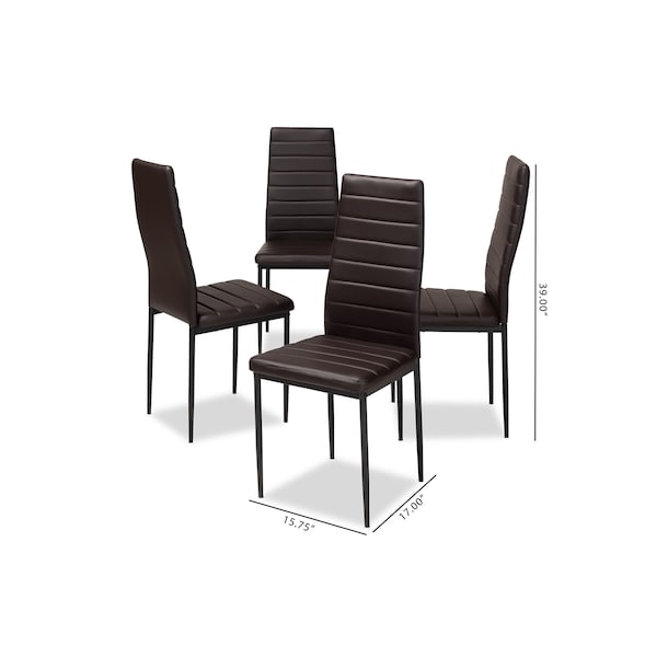 Baxton Studio Armand Modern Brown Faux Leather Upholstered Dining Chair, PK4 - 146-8779