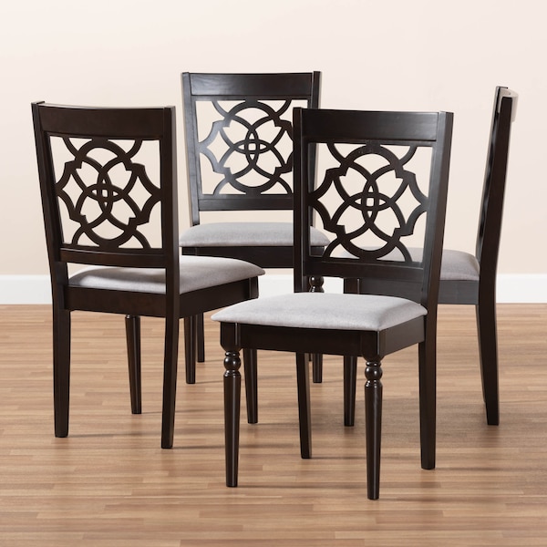 Baxton Studio Renaud Grey Upholstered Espresso Finished Wood Dining Chair, PK4 - 157-9730
