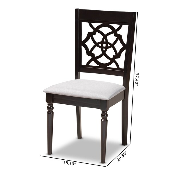 Baxton Studio Renaud Grey Upholstered Espresso Finished Wood Dining Chair, PK4 - 157-9730