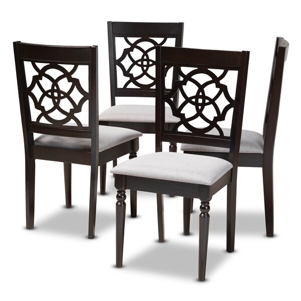 Baxton Studio Renaud Grey Upholstered Espresso Finished Wood Dining Chair, PK4 - 157-9730