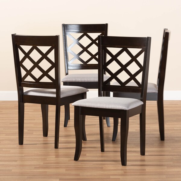 Baxton Studio Verner Grey Upholstered Espresso Finished Wood Dining Chair, PK4 - 157-9726