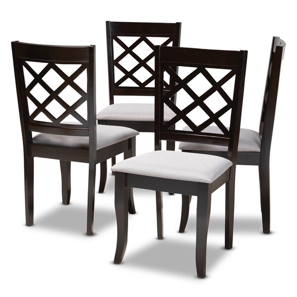 Baxton Studio Verner Grey Upholstered Espresso Finished Wood Dining Chair, PK4 - 157-9726