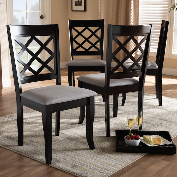 Baxton Studio Verner Grey Upholstered Espresso Finished Wood Dining Chair, PK4 - 157-9726