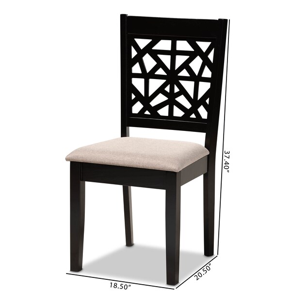 Baxton Studio Jackson Sand Upholstered and Espresso Wood 4-Piece Dining Chair Set - 166-10764