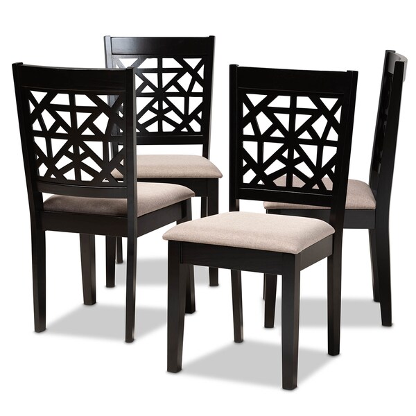 Baxton Studio Jackson Sand Upholstered and Espresso Wood 4-Piece Dining Chair Set - 166-10764