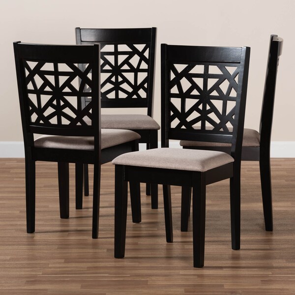 Baxton Studio Jackson Sand Upholstered and Espresso Wood 4-Piece Dining Chair Set - 166-10764