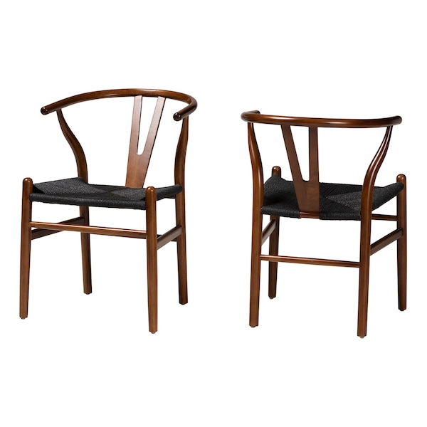 Baxton Studio Paxton Modern Walnut Brown Finished Wood 2Piece Dining Chair Set, PR - 224-2PC-12347-ZORO