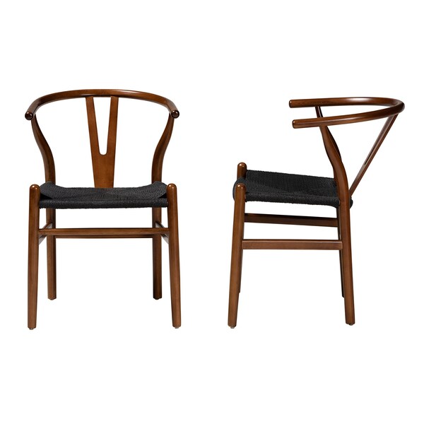 Baxton Studio Paxton Modern Walnut Brown Finished Wood 2Piece Dining Chair Set, PR - 224-2PC-12347-ZORO