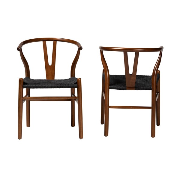 Baxton Studio Paxton Modern Walnut Brown Finished Wood 2Piece Dining Chair Set, PR - 224-2PC-12347-ZORO
