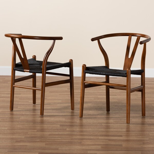 Baxton Studio Paxton Modern Walnut Brown Finished Wood 2Piece Dining Chair Set, PR - 224-2PC-12347-ZORO