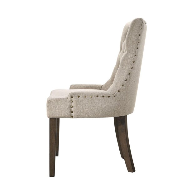 Acme 2-Piece Dining Side Chair in Beige Fabric and Espresso Finish - ER-0132BE