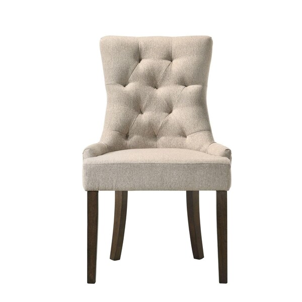 Acme 2-Piece Dining Side Chair in Beige Fabric and Espresso Finish - ER-0132BE